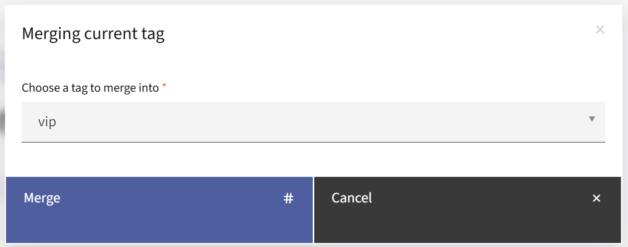 Merging current tag pop-up window for choosing the Tag to keep